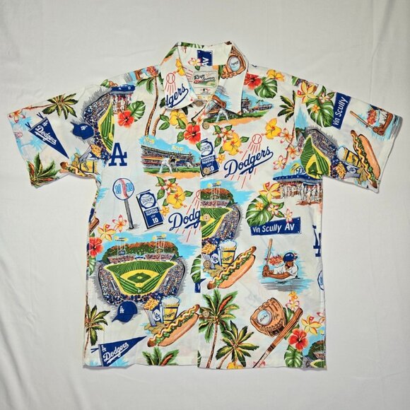 Reyn Spooner Los Angeles Dodgers Baseball Button Up Hawaiian Shirt Kids Large - Picture 1 of 6